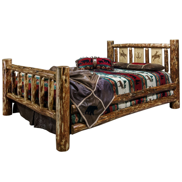 Montana Woodworks Glacier Country Bed w/ Laser Engraved Design Bronc / King Beds MWGCKBLZBRONC 661890431499