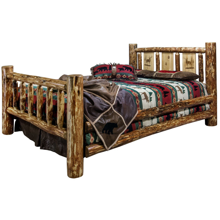 Montana Woodworks Glacier Country Bed w/ Laser Engraved Design Elk / California King Beds MWGCCAKBLZELK 661890431918