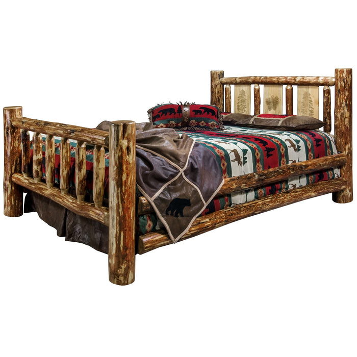 Montana Woodworks Glacier Country Bed w/ Laser Engraved Design Pine Tree / California King Beds MWGCCAKBLZPINE 661890432038