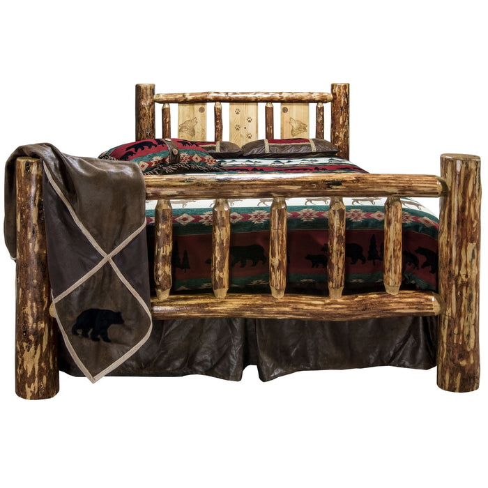 Montana Woodworks Glacier Country Bed w/ Laser Engraved Design Wolf / California King Beds MWGCCAKBLZWOLF 661890432090