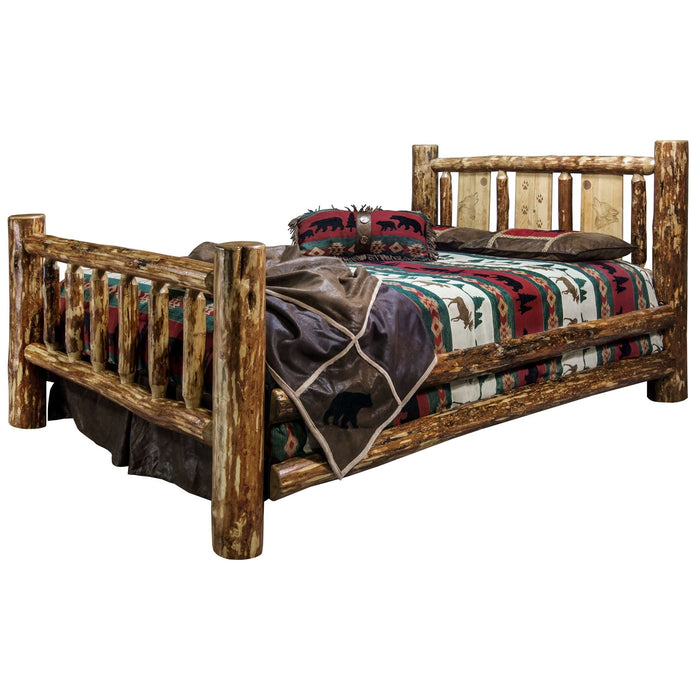 Montana Woodworks Glacier Country Bed w/ Laser Engraved Design Wolf / Full Beds MWGCFBLZWOLF 661890431017