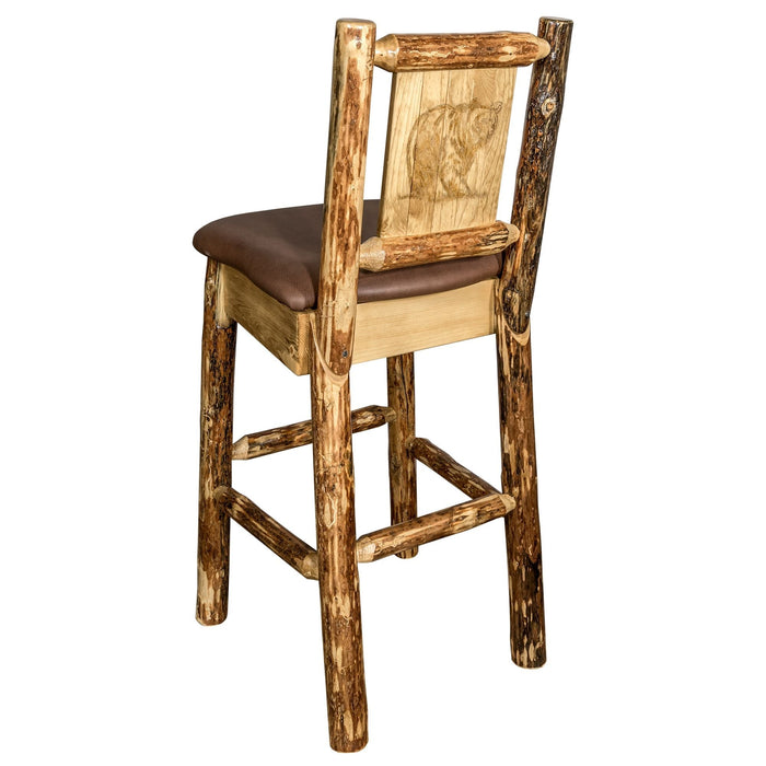 Montana Woodworks Glacier Country Counter Height Barstool Back Saddle Upholstery w/ Laser Engraved Design Bear Dining, Kitchen, Game Room, Bar MWGCBSWNR24SADDLZBEAR 661890451961