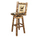 Montana Woodworks Glacier Country Counter Height Barstool Back & Swivel Woodland Upholstery w/ Laser Engraved Design Stained & Lacquered / Elk Dining, Kitchen, Game Room, Bar MWGCBSWSNRWOOD24LZELK 661890466521