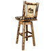 Montana Woodworks Glacier Country Counter Height Barstool Back & Swivel Woodland Upholstery w/ Laser Engraved Design Stained & Lacquered / Moose Dining, Kitchen, Game Room, Bar MWGCBSWSNRWOOD24LZMOOSE 661890466583