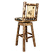 Montana Woodworks Glacier Country Counter Height Barstool Back & Swivel Woodland Upholstery w/ Laser Engraved Design Stained & Lacquered / Wolf Dining, Kitchen, Game Room, Bar MWGCBSWSNRWOOD24LZWOLF 661890466705