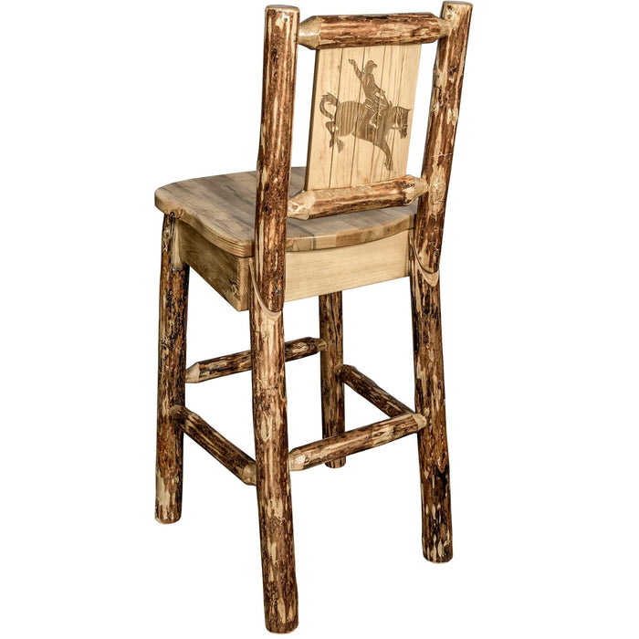 Montana Woodworks Glacier Country Counter Height Barstool Back w/ Laser Engraved Design Bronc Dining, Kitchen, Game Room, Bar MWGCBSWNR24LZBRONC 661890451305