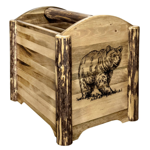 Montana Woodworks Glacier Country Magazine Rack w/ Laser Engraved Design Stained & Lacquered / Bear Living Area, Office, Bedroom MWGCMAGLZBEAR 661890461366