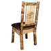 Montana Woodworks Glacier Country Side Chair - Saddle Upholstery w/ Laser Engraved Design Stained & Lacquered / Moose Dining, Kitchen, Home Office MWGCKSCNSADDLZMOOSE 661890426877