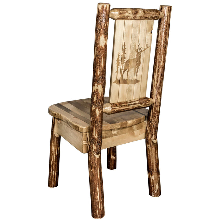 Montana Woodworks Glacier Country Side Chair w/ Laser Engraved Design Stained & Lacquered / Elk Dining, Kitchen, Home Office MWGCKSCNLZELK 661890426099