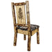 Montana Woodworks Glacier Country Side Chair - Woodland Upholstery w/ Laser Engraved Design Stained & Lacquered / Pine Dining, Kitchen, Home Office MWGCKSCNWOODLZPINE 661890467481