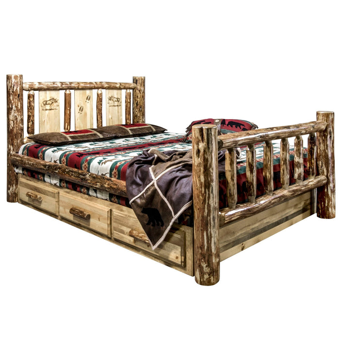 Montana Woodworks Glacier Country Storage Bed w/ Laser Engraved Design Moose / Twin Beds MWGCSBTLZMOOSE 661890432335