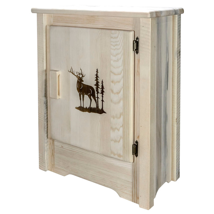 Montana Woodworks Homestead Accent Cabinet w/ Laser Engraved Design Right Hinged Ready to Finish / Elk Living Area, Entry, Study, Home Office MWHCACCCABRHLZELK 661890460666