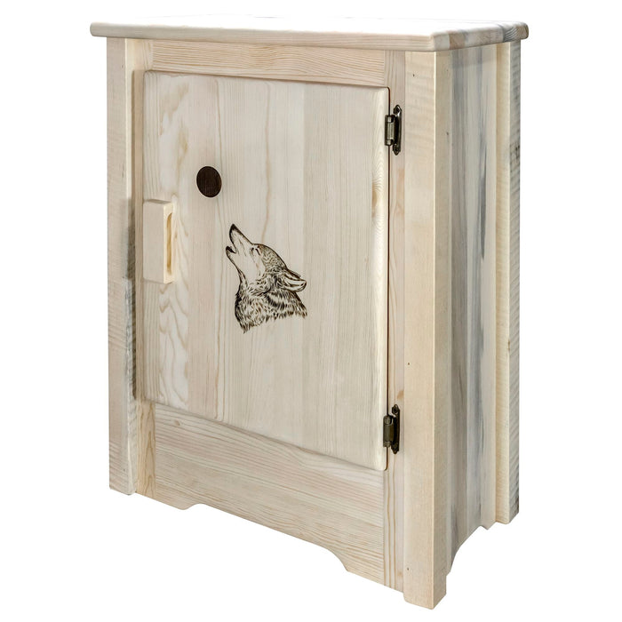 Montana Woodworks Homestead Accent Cabinet w/ Laser Engraved Design Right Hinged Ready to Finish / Wolf Living Area, Entry, Study, Home Office MWHCACCCABRHLZWOLF 661890460840