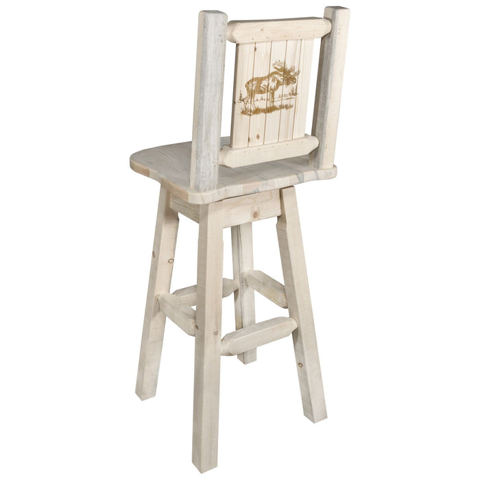 Montana Woodworks Homestead Barstool Back & Swivel w/ Laser Engraved Design Lacquered / Moose Dining, Kitchen, Game Room, Bar MWHCBSWSNRVLZMOOSE 661890447124