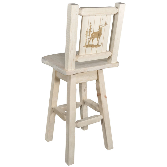 Montana Woodworks Homestead Barstool Back & Swivel w/ Laser Engraved Design Ready to Finish / Elk Dining, Kitchen, Game Room, Bar MWHCBSWSNRLZELK 661890447056