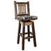 Montana Woodworks Homestead Barstool Back & Swivel w/ Upholstered Seat Woodland Pattern Stained & Lacquered Dining, Kitchen, Game Room, Bar MWHCBSWSNRSLWOOD 661890464336