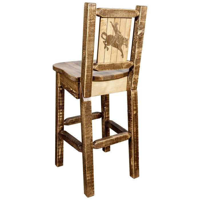 Montana Woodworks Homestead Barstool Back w/ Laser Engraved Design Stained & Lacquered / Bronc Dining, Kitchen, Game Room, Bar MWHCBSWNRSLLZBRONC 661890445571