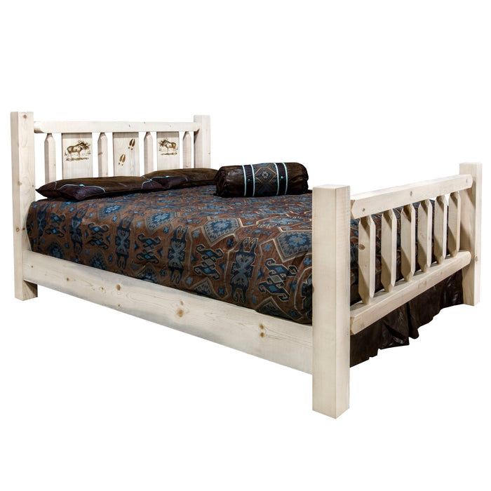 Montana Woodworks Homestead Bed w/ Laser Engraved Design Clear Lacquer Finish Moose / California King Beds MWHCCAKBVLZMOOSE 661890431994