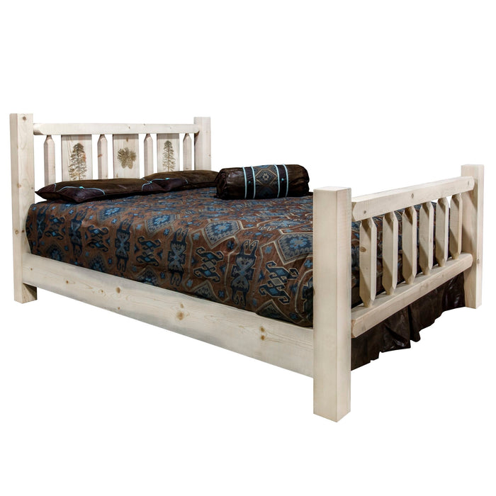 Montana Woodworks Homestead Bed w/ Laser Engraved Design Clear Lacquer Finish Pine Tree / Queen Beds MWHCQBVLZPINE 661890431338