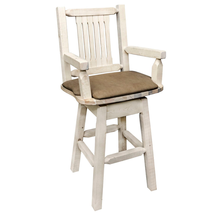 Montana Woodworks Homestead Captain's Barstool Back & Swivel w/ Upholstered Seat Buckskin Pattern Ready to Finish Dining, Kitchen, Game Room, Bar MWHCBSWSCASBUCK 661890421834