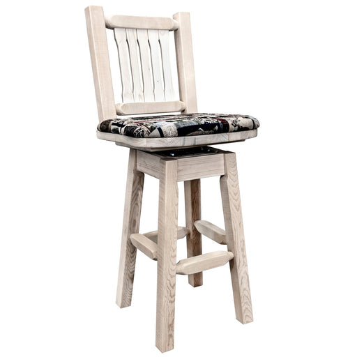 Montana Woodworks Homestead Counter Height Barstool Back & Swivel - Woodland Upholstery Ready to Finish Dining, Kitchen, Game Room, Bar MWHCBSWSNRWOOD24 661890465272