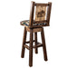 Montana Woodworks Homestead Counter Height Barstool Back & Swivel Woodland Upholstery w/ Laser Engraved Design Stained & Lacquered / Moose Dining, Kitchen, Game Room, Bar MWHCBSWSNRSLWOOD24LZMOOSE 661890466613