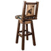 Montana Woodworks Homestead Counter Height Barstool Back & Swivel Woodland Upholstery w/ Laser Engraved Design Stained & Lacquered / Wolf Dining, Kitchen, Game Room, Bar MWHCBSWSNRSLWOOD24LZWOLF 661890466736