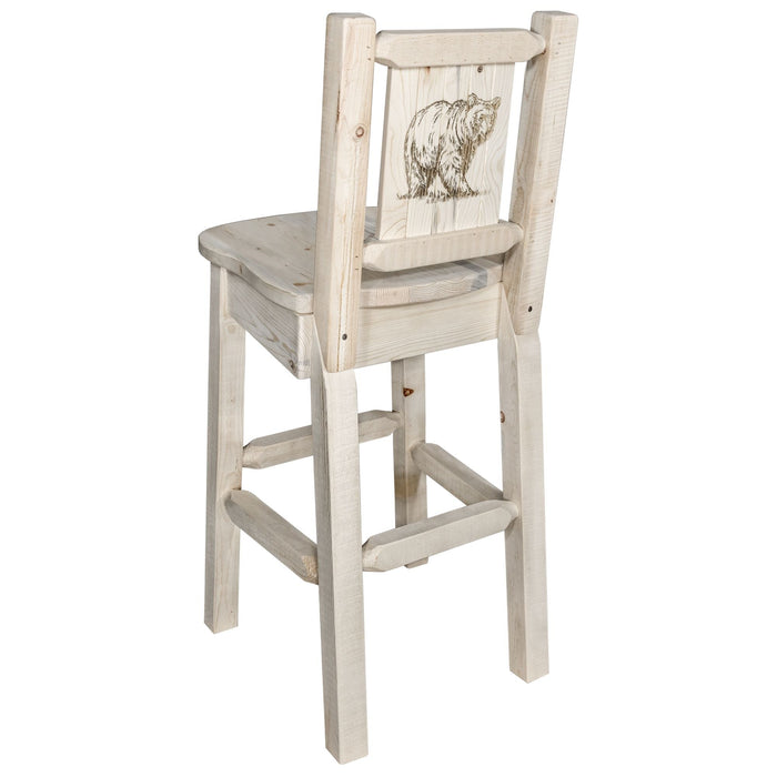 Montana Woodworks Homestead Counter Height Barstool Back w/ Laser Engraved Design Lacquered / Bear Dining, Kitchen, Game Room, Bar MWHCBSWNRV24LZBEAR 661890451268