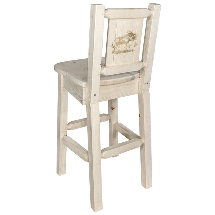 Montana Woodworks Homestead Counter Height Barstool Back w/ Laser Engraved Design Lacquered / Moose Dining, Kitchen, Game Room, Bar MWHCBSWNRV24LZMOOSE 661890451442