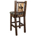 Montana Woodworks Homestead Counter Height Barstool Back Woodland Upholstery w/ Laser Engraved Design Bronc Dining, Kitchen, Game Room, Bar MWHCBSWNRSL24WOODLZBRONC 661890466132