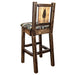 Montana Woodworks Homestead Counter Height Barstool Back Woodland Upholstery w/ Laser Engraved Design Pine Dining, Kitchen, Game Room, Bar MWHCBSWNRSL24WOODLZPINE 661890466316