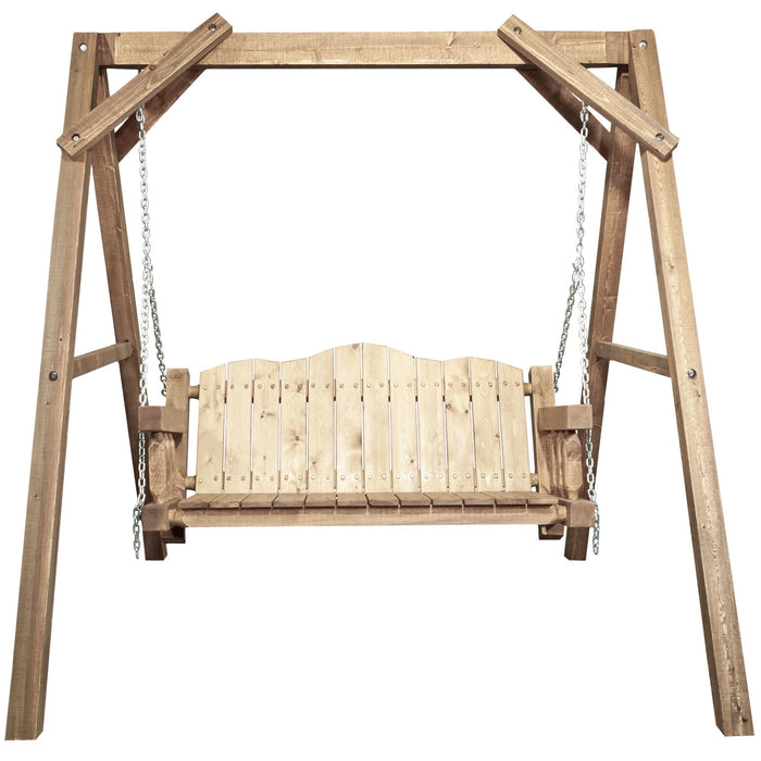 Montana Woodworks Homestead Lawn Swing w/ "A" Frame Exterior Stain Outdoor MWHCLSSL 661890411422