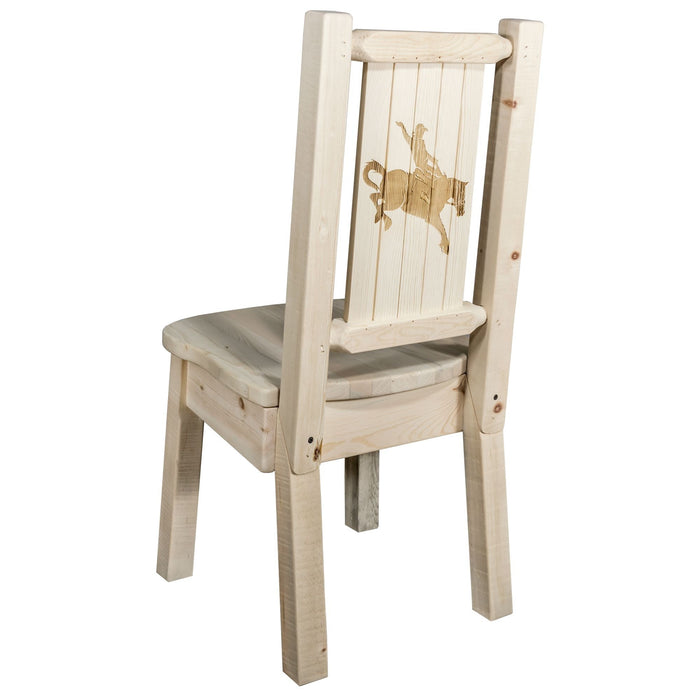 Montana Woodworks Homestead Side Chair w/ Laser Engraved Design Lacquered / Bronc Dining, Kitchen, Home Office MWHCKSCNVLZBRONC 661890426051