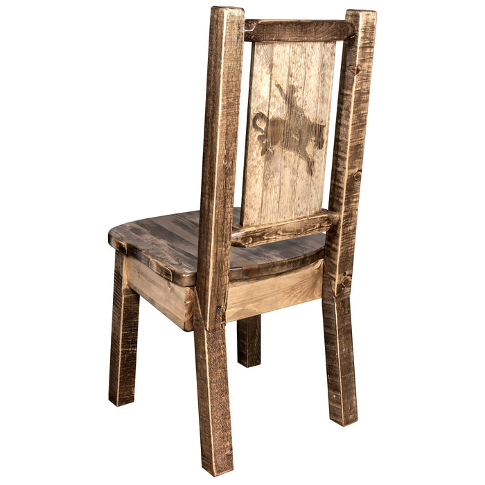 Montana Woodworks Homestead Side Chair w/ Laser Engraved Design Stained & Lacquered / Bronc Dining, Kitchen, Home Office MWHCKSCNSLLZBRONC 661890426068