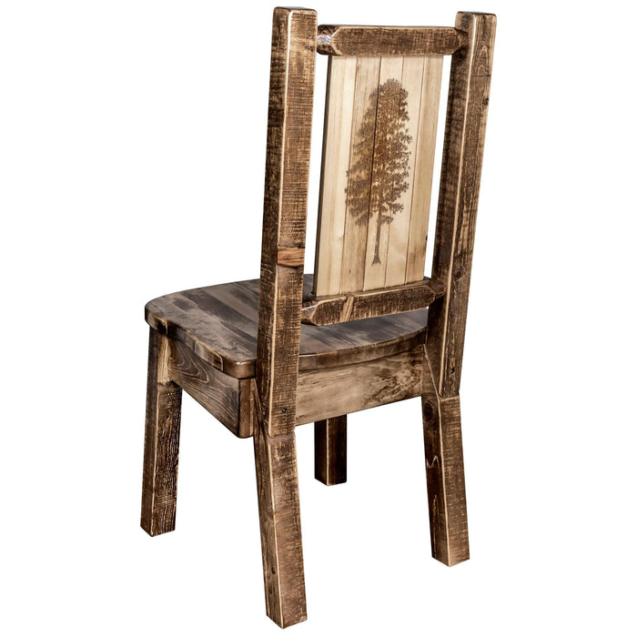 Montana Woodworks Homestead Side Chair w/ Laser Engraved Design Stained & Lacquered / Pine Dining, Kitchen, Home Office MWHCKSCNSLLZPINE 661890426242