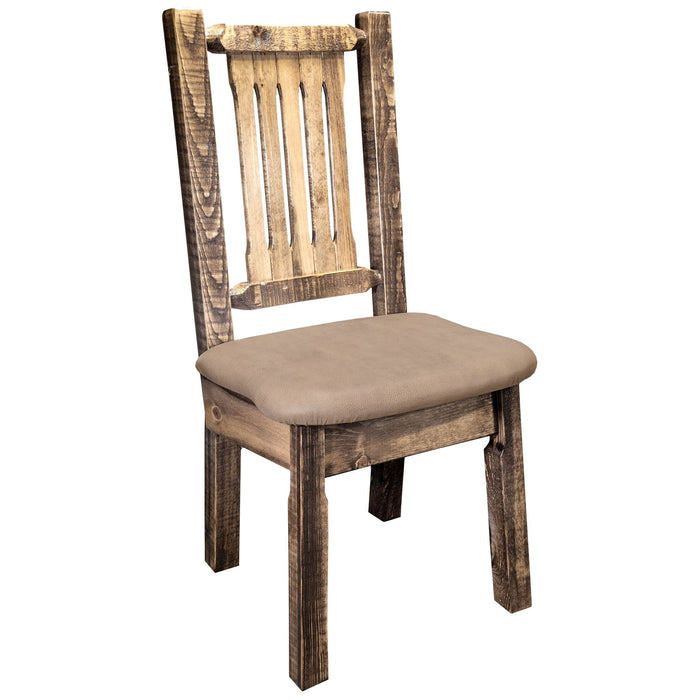 Montana Woodworks Homestead Side Chair w/ Upholstered Seat Buckskin Pattern Stained & Lacquered Dining, Kitchen, Home Office MWHCKSCNSLBUCK 661890421377