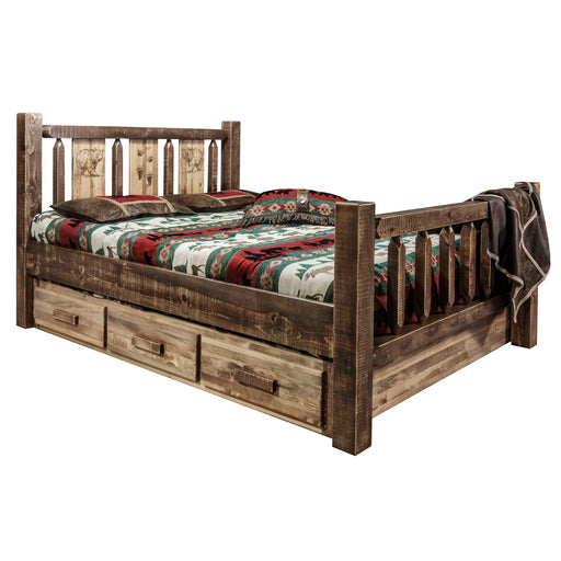 Montana Woodworks Homestead Storage Bed w/ Laser Engraved Design Stain & Clear Lacquer Finish Bear / Twin Beds MWHCSBTSLLZBEAR 661890432182