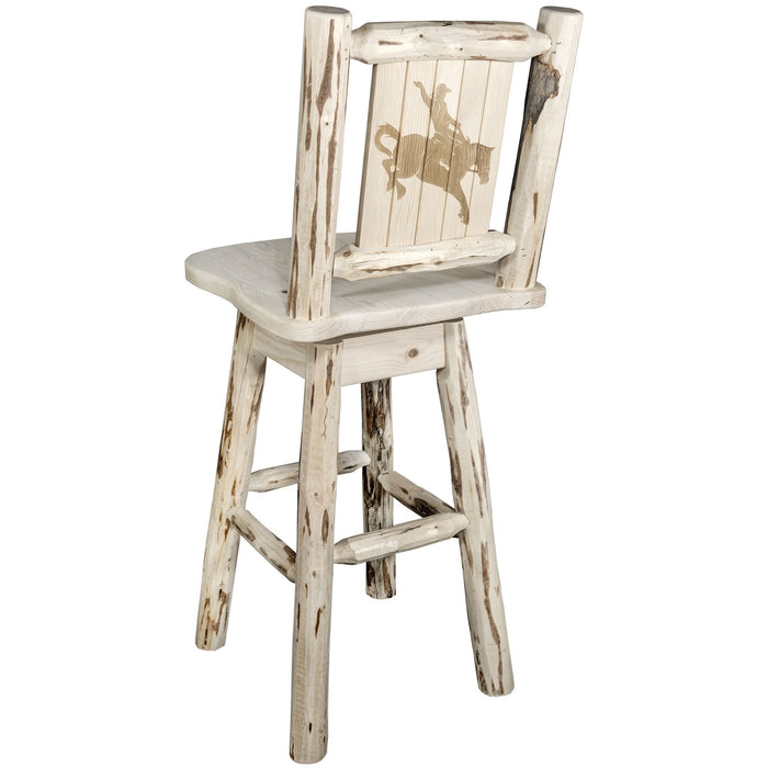 Montana Woodworks Montana Barstool Back & Swivel w/ Laser Engraved Design Lacquered / Bronc Dining, Kitchen, Game Room, Bar MWBSWSNRVLZBRONC 661890446974