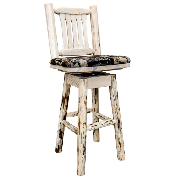 Montana Woodworks Montana Barstool Back & Swivel w/ Upholstered Seat Woodland Pattern Ready to Finish Dining, Kitchen, Game Room, Bar MWBSWSNRWOOD 661890464282