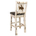 Montana Woodworks Montana Barstool Back Woodland Upholstery w/ Laser Engraved Design Ready to Finish Ready to Finish / Bronc Dining, Kitchen, Game Room, Bar MWBSWNRWOODLZBRONC 661890464404