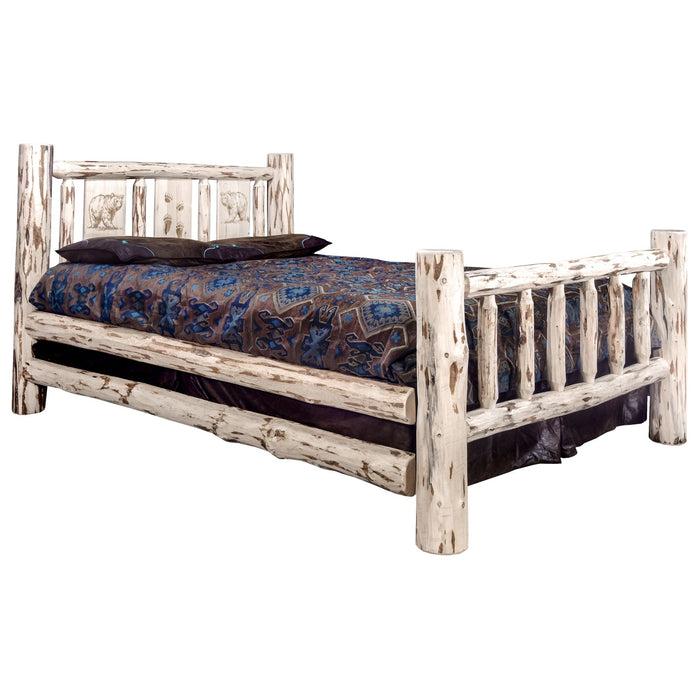 Montana Woodworks Montana Bed w/ Laser Engraved Design Clear Lacquer Finish Bear / Full Beds MWFBVLZBEAR 661890430706