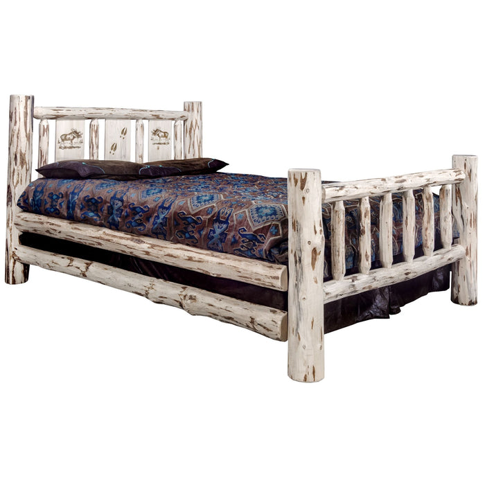 Montana Woodworks Montana Bed w/ Laser Engraved Design Clear Lacquer Finish Moose / Queen Beds MWQBVLZMOOSE 661890431246