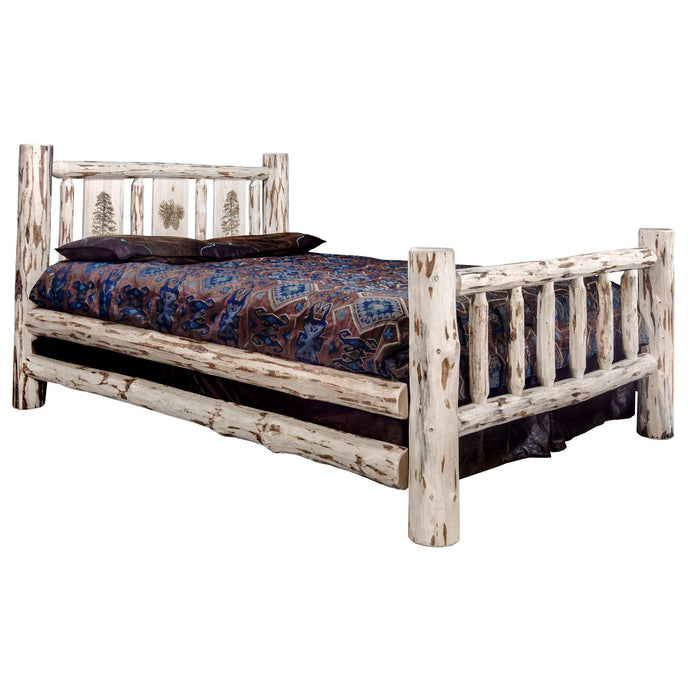 Montana Woodworks Montana Bed w/ Laser Engraved Design Clear Lacquer Finish Pine Tree / Twin Beds MWTBVLZPINE 661890430584