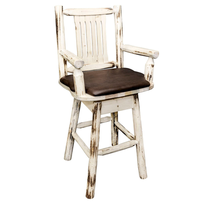 Montana Woodworks Montana Captain's Barstool Back & Swivel w/ Upholstered Seat Saddle Pattern Ready to Finish Dining, Kitchen, Game Room, Bar MWBSWSCASSADD 661890421865