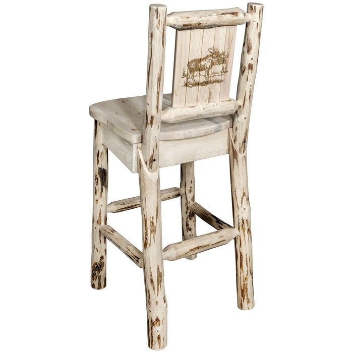 Montana Woodworks Montana Counter Height Barstool Back w/ Laser Engraved Design Ready to Finish / Moose Dining, Kitchen, Game Room, Bar MWBSWNR24LZMOOSE 661890451404