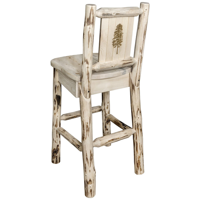 Montana Woodworks Montana Counter Height Barstool Back w/ Laser Engraved Design Ready to Finish / Pine Dining, Kitchen, Game Room, Bar MWBSWNR24LZPINE 661890451466