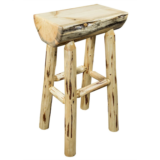 Montana Woodworks Montana Counter Height Half Log Barstool w/ Exterior Finish Outdoor MWBNHL24EXT 661890423555