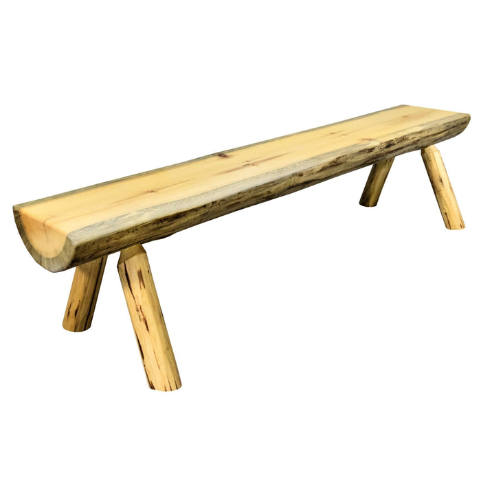 Montana Woodworks Montana Half Log Bench Exterior Finish 4 Foot Outdoor MWHLB4EXT 661890424873