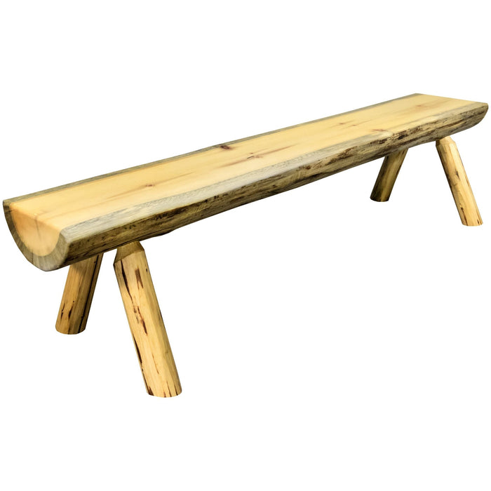 Montana Woodworks Montana Half Log Bench Exterior Finish 5 Foot Outdoor MWHLB5EXT 661890424934