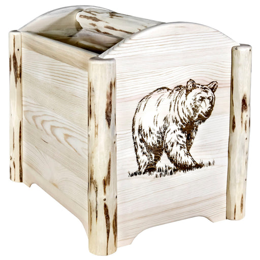 Montana Woodworks Montana Magazine Rack w/ Laser Engraved Design Ready to Finish / Bear Living Area, Office, Bedroom MWMAGLZBEAR 661890461342